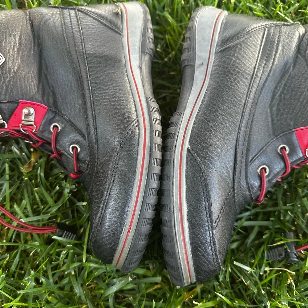Totes Black and Red Rain & Snow Boots with Rugged Sole